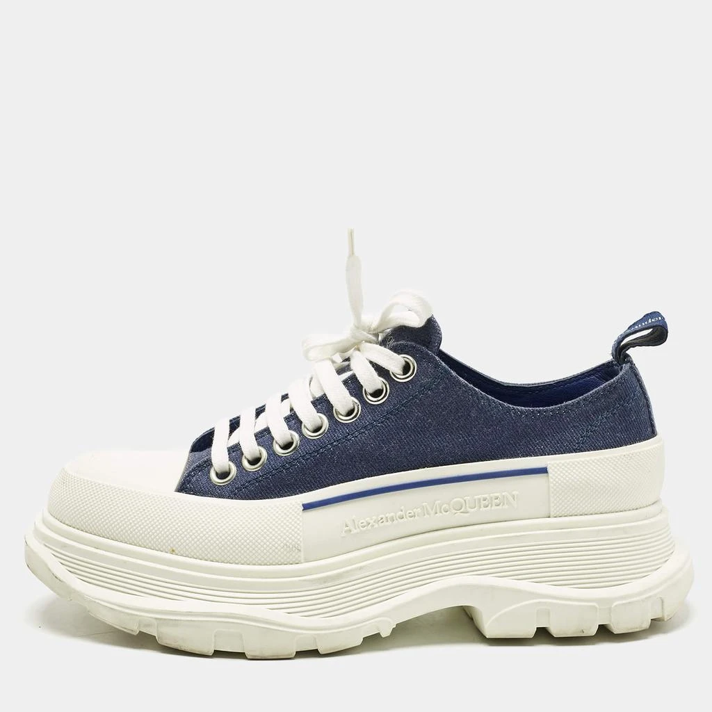 Alexander McQueen Blue/White Canvas and Rubber Tread Slick  display picture 3