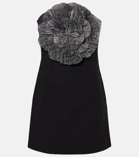 REBECCA VALLANCE Lumi floral-appliqué lamé minidress 1