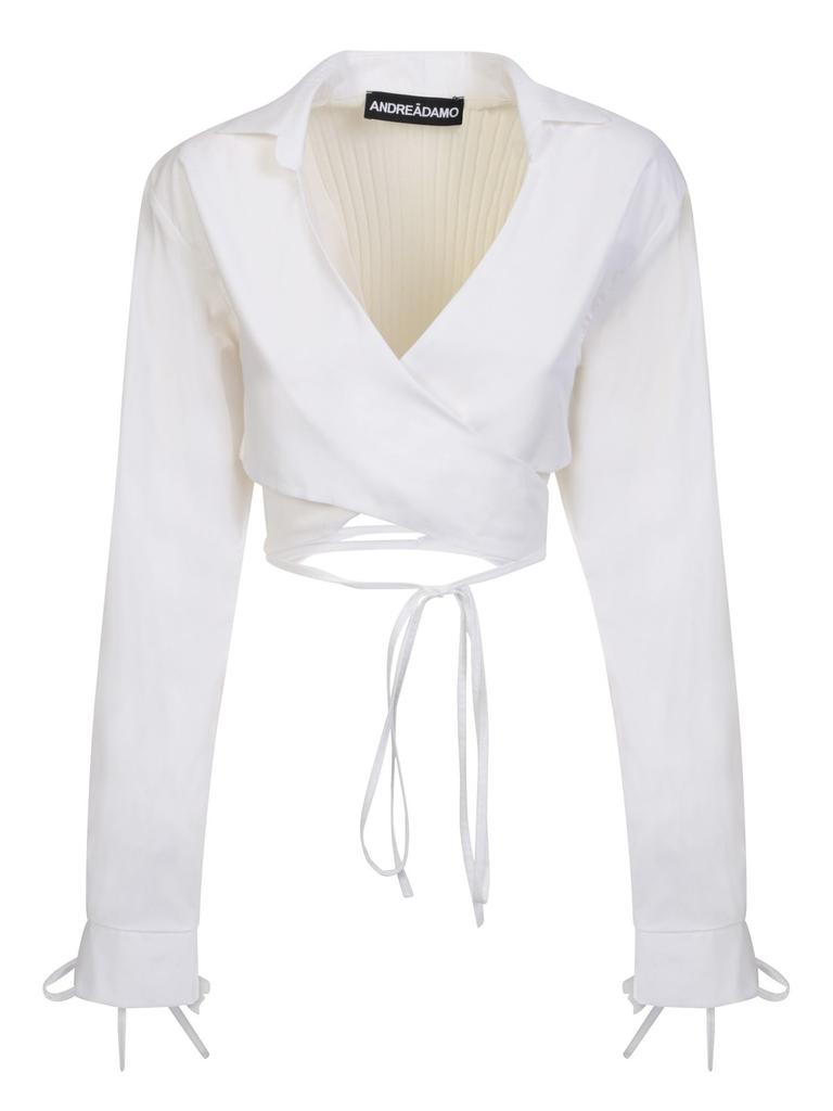 ANDREA ADAMO Andrea Adamo V-Neck Cropped Wrap Blouse