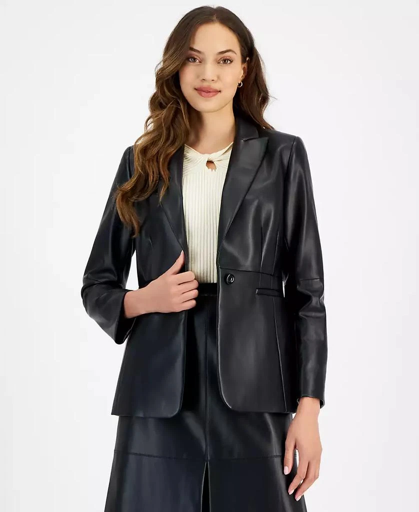 Tahari Women's Faux-Leather Boyfriend Jacket 7