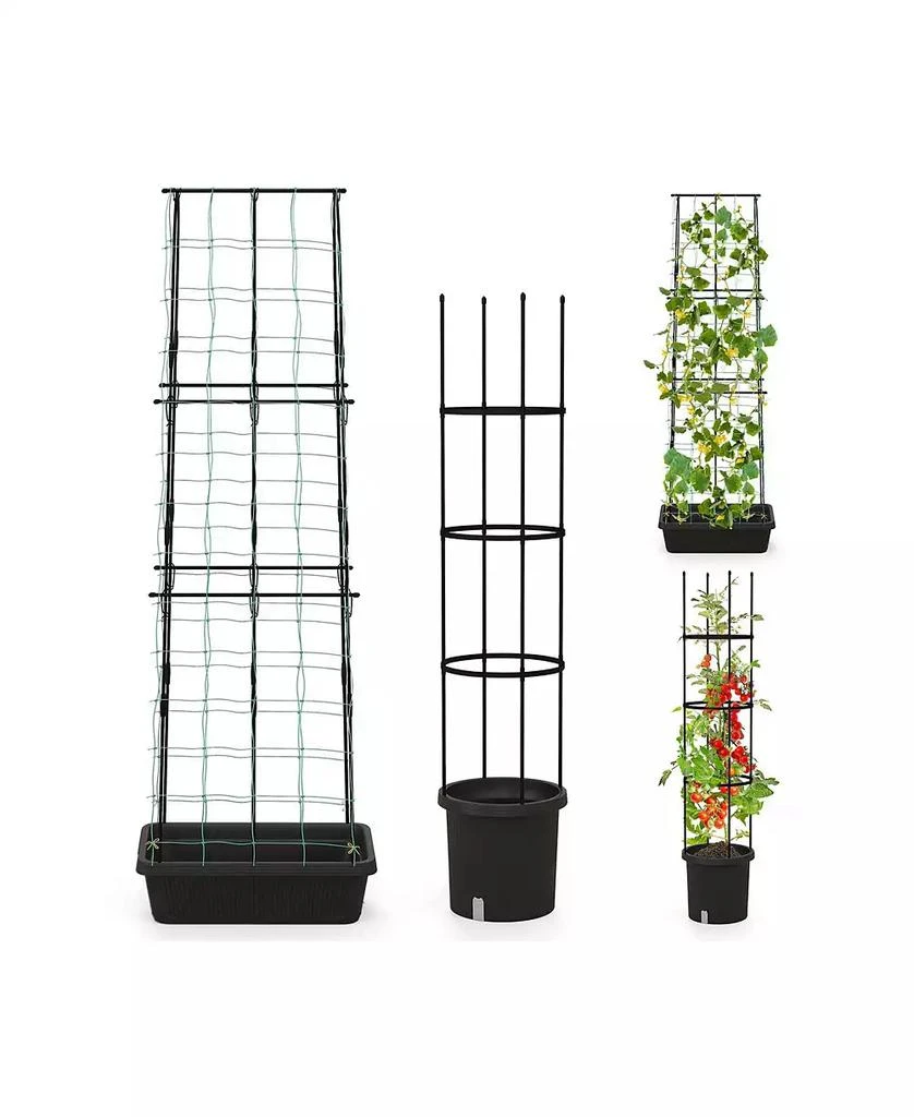 SUGIFT 2 Pack Garden Planters with Trellis Cucumber Trellis Tomato Cage