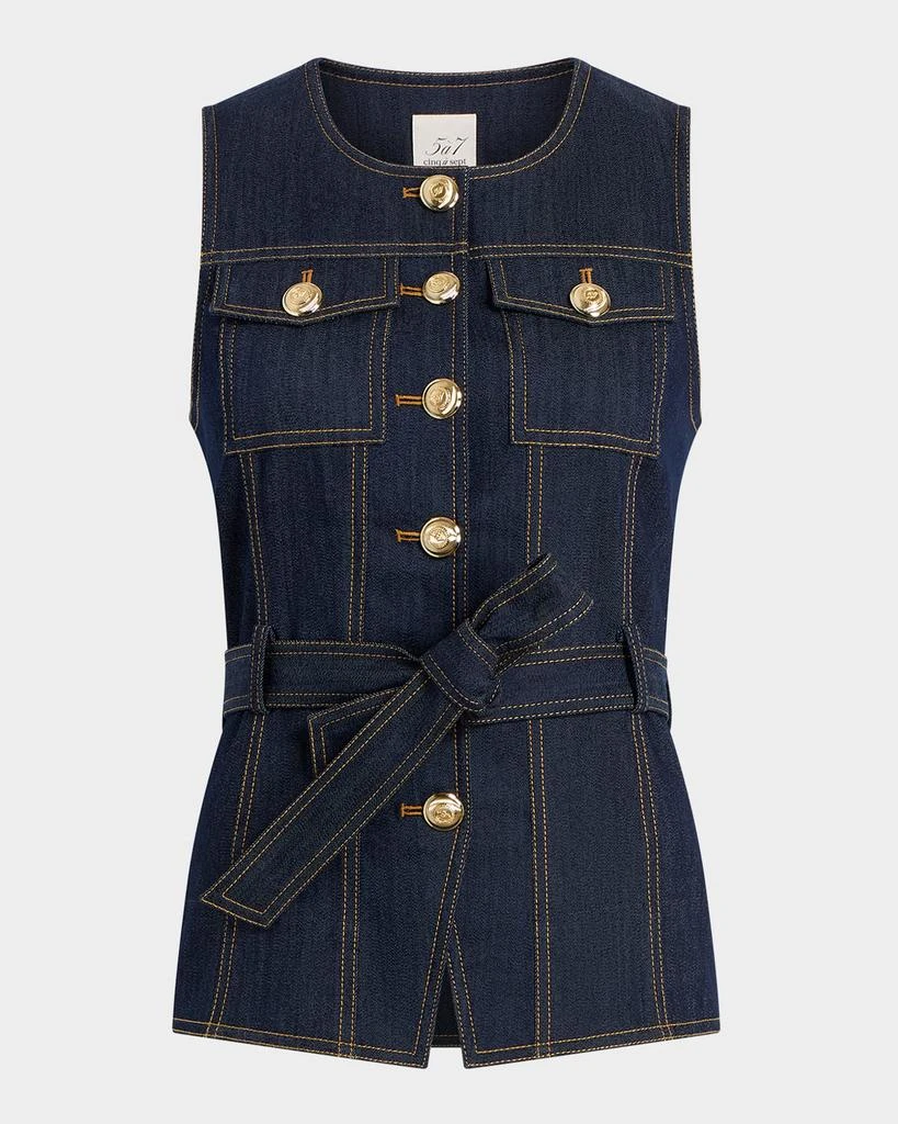 Cinq a Sept Reenee Belted Denim Vest 1