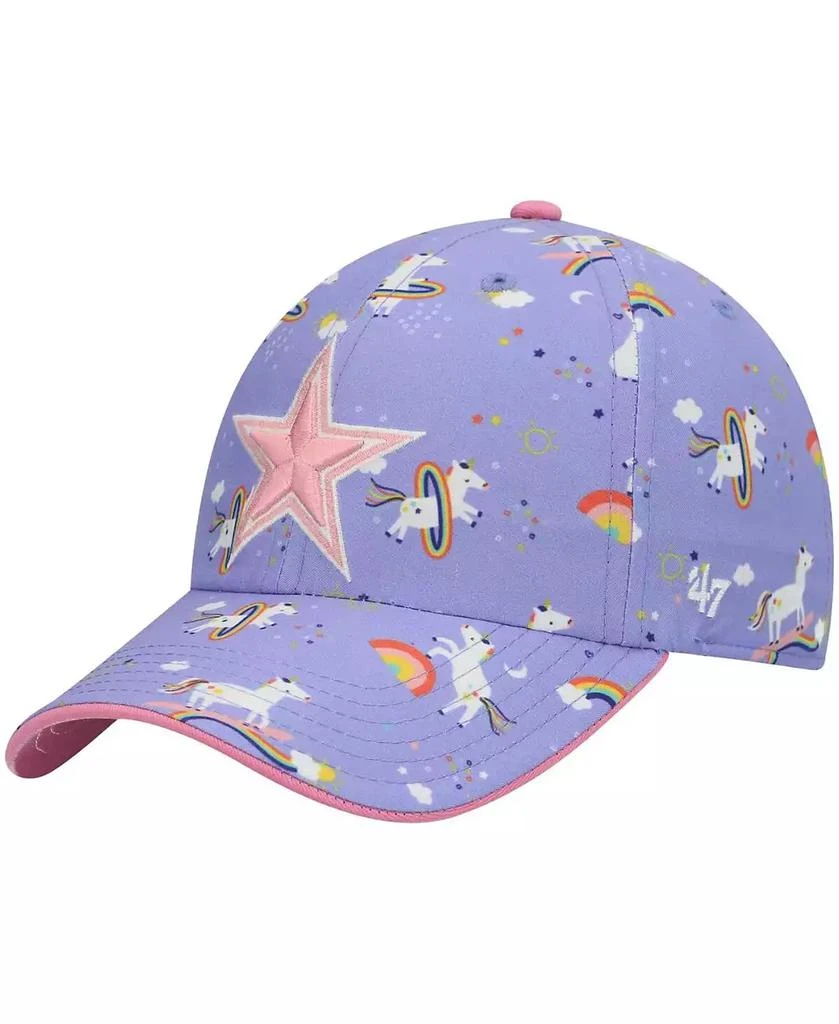 47 Brand Big Girls Purple Dallas Cowboys Unicorn Cleanup Adjustable Hat 1