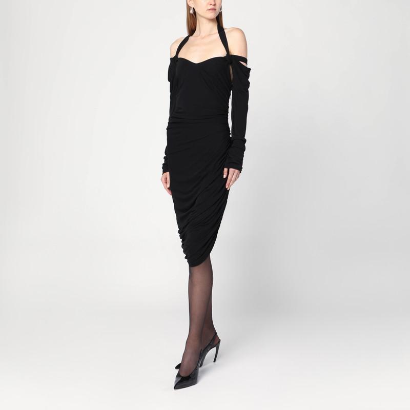The Attico Black midi dress in viscose crêpe