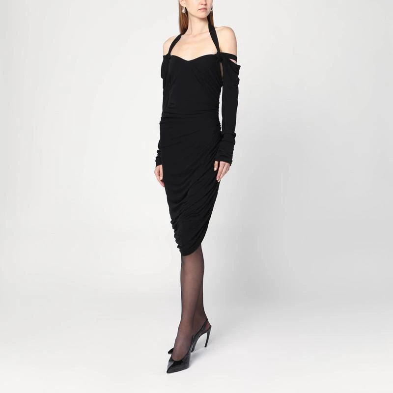 The Attico Black midi dress in viscose crêpe 1