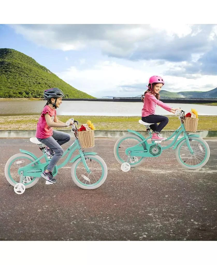 HONGGE 16 Inch Kids Bike with Training Wheels and Adjustable Handlebar and Seat, Green 6