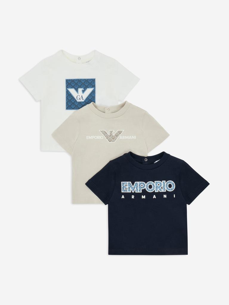 Emporio Armani Baby Boys T-Shirt Set (3 Pack) in Beige