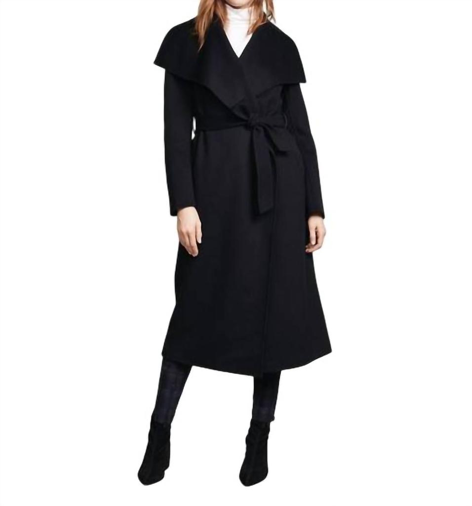 Mackage Ladies Belted Light Wool Coat In Black