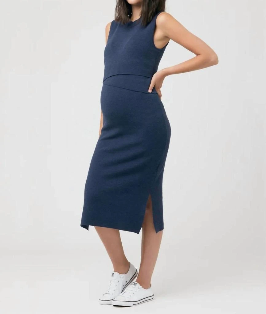 Ripe Maternity Layered Knit Nursing Dress In Navy 5