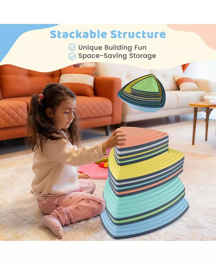 Mecale 6-Piece Steppingstones for Kids, Non-Slip Balance Stones with Storage Bag 7