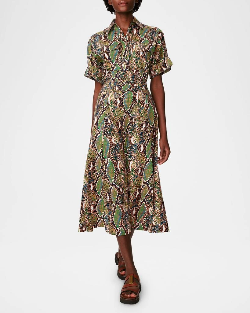 Diane von Furstenberg Hadara Snakeskin-Print Midi Shirtdress 2