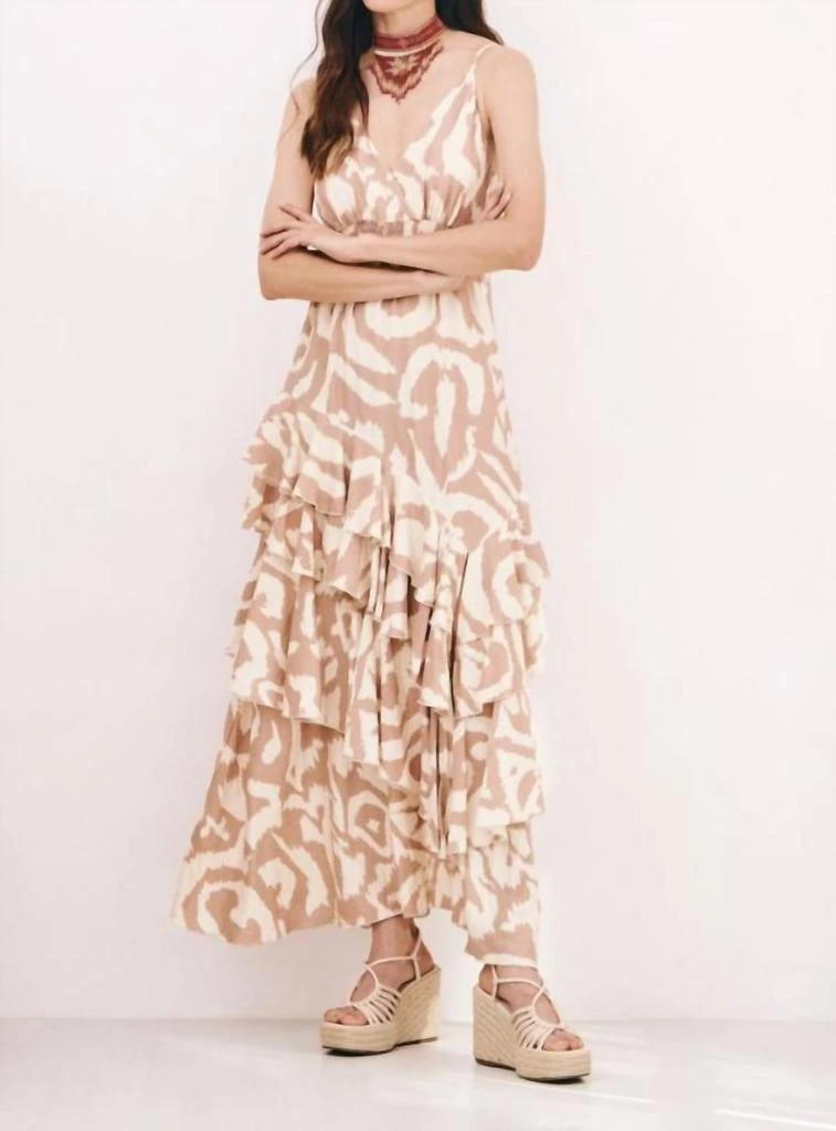 linen dress maternity Breathable Linen V-Neck Button Down Maternity Midi Dress L / Sand Beige main image 1