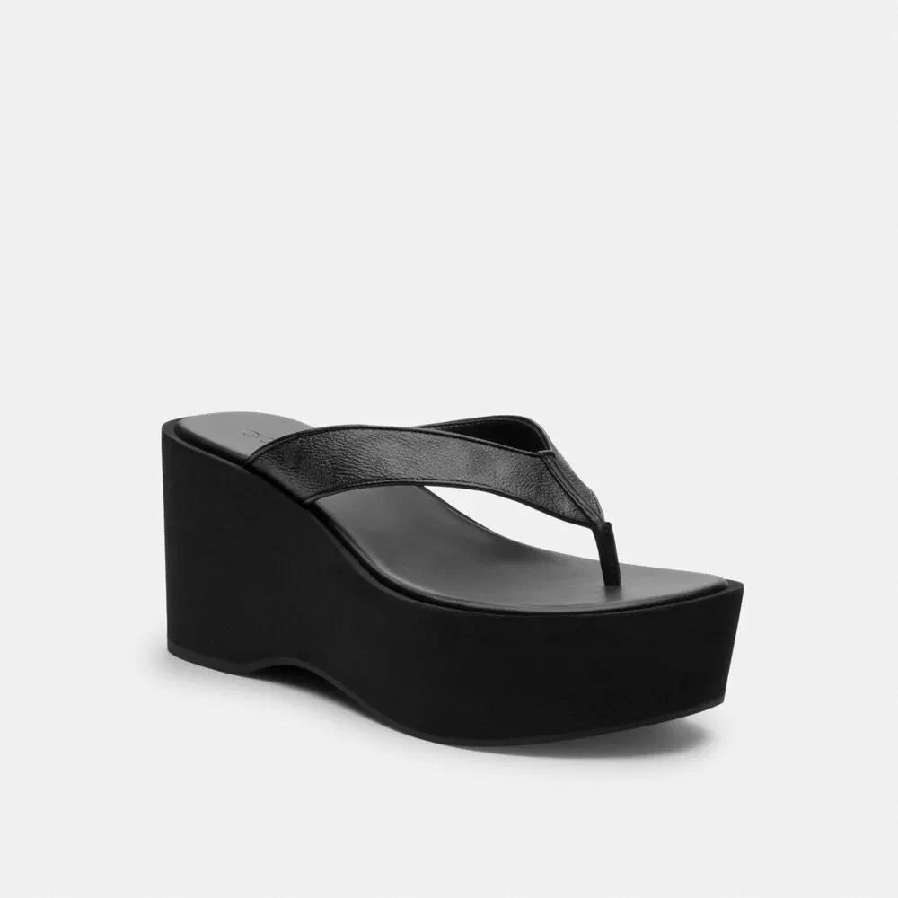 Coach Thong Wedge Sandal In Signature Canvas 2