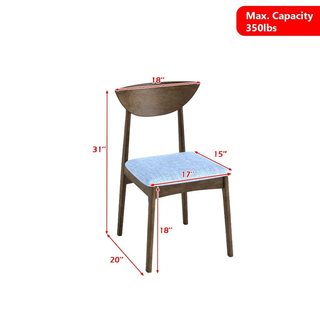 Hivvago Wooden Chair with Strong Rubber Wood Frame - Set of 2 3