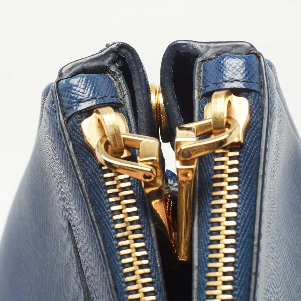 Prada Prada Navy Blue Saffiano Lux Leather Large Double Zip Tote 9