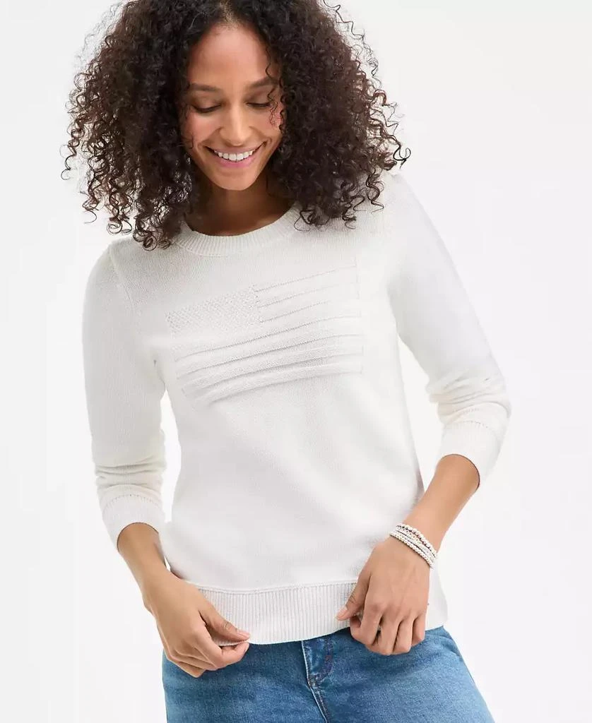 Style & Co Style &  Co Women's Cotton Crewneck Flag Sweater, Exclusively at Macy's 1