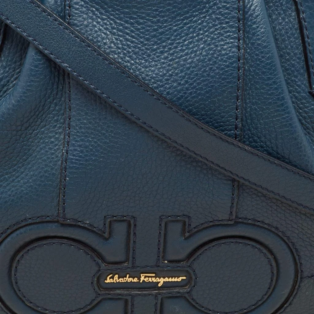 Salvatore Ferragamo Salvatore Ferragamo Teal Blue Leather Gancini Tote 5