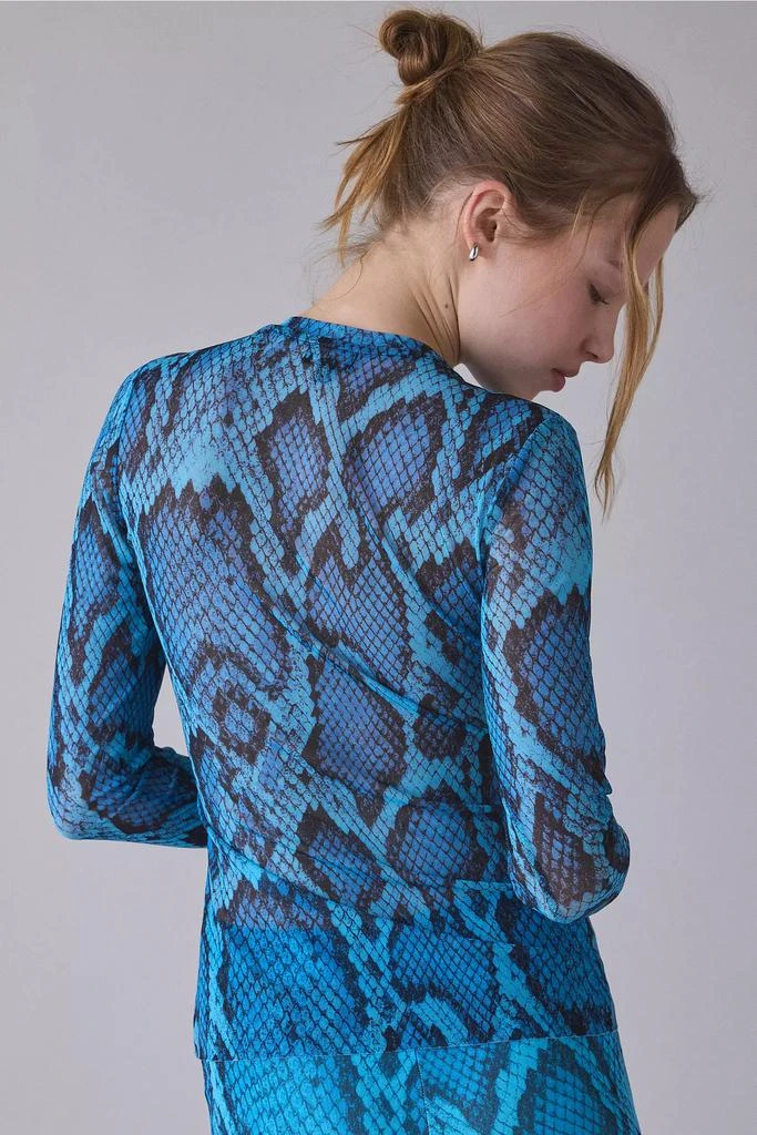 AFRM AFRM Kaylee Blue Fish Snake Mesh Long Sleeve Crop Top 2