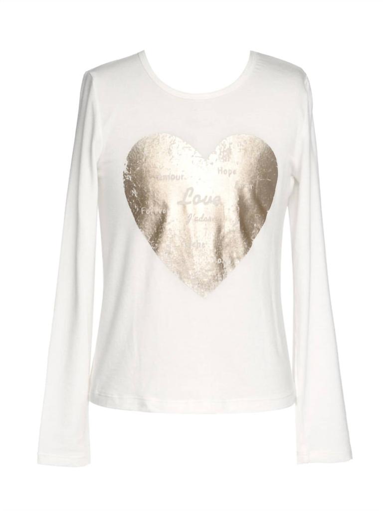 Hannah Banana Hannah Banana - Girl's Tween Metallic Gold Heart Love Top