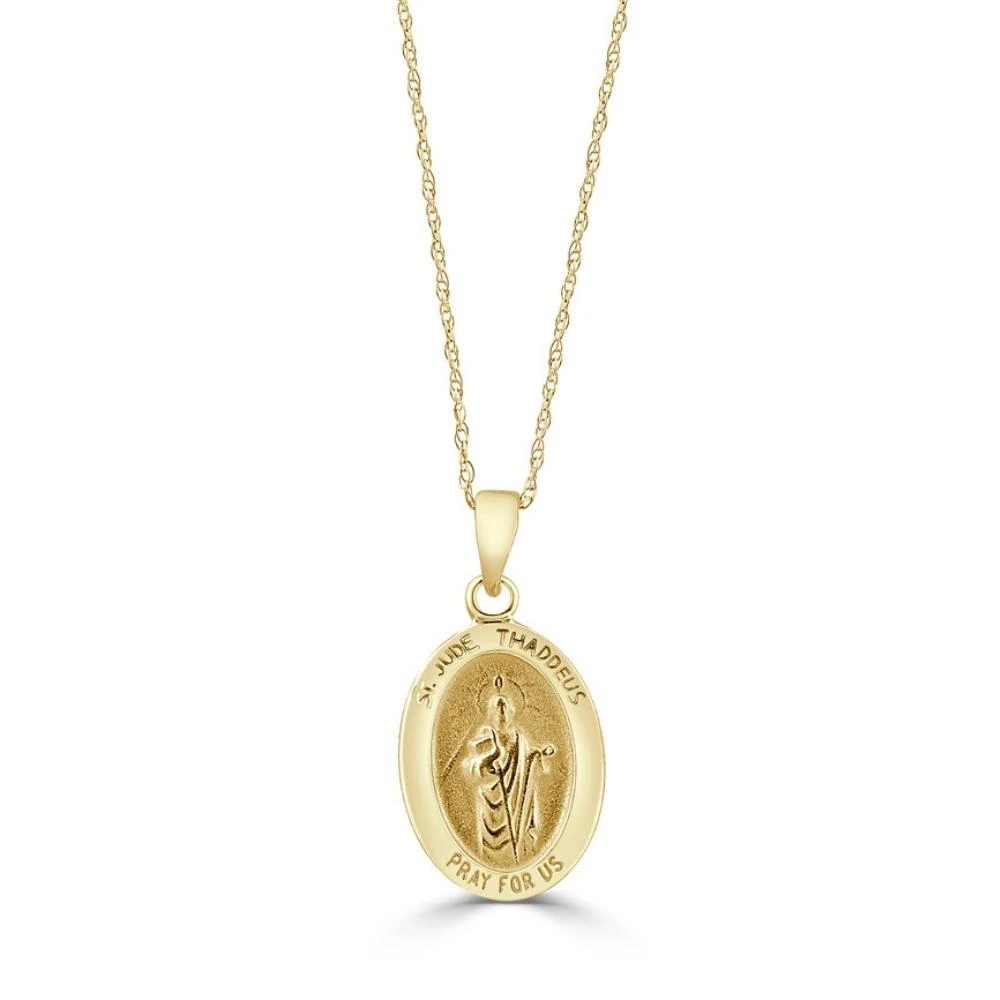 Pompeii3 14k White or Yellow Gold Mother St. Jude Thadeus Pendant Necklace 14.5mm Tall