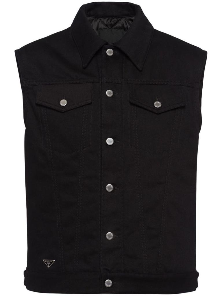 Prada Prada Bull Button-Up Denim Gilet