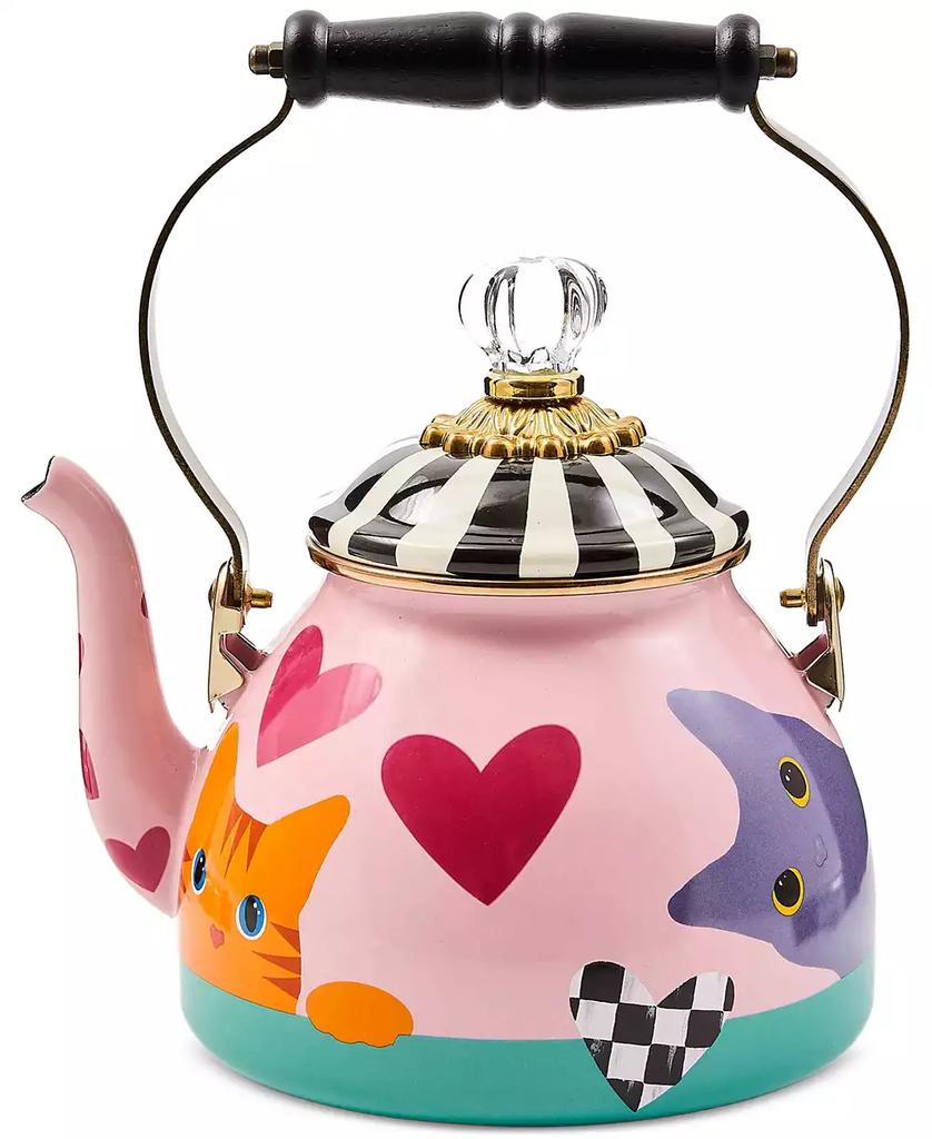 MacKenzie-Childs Cat Love Enameled Steel 2-Quart Tea Kettle - Free