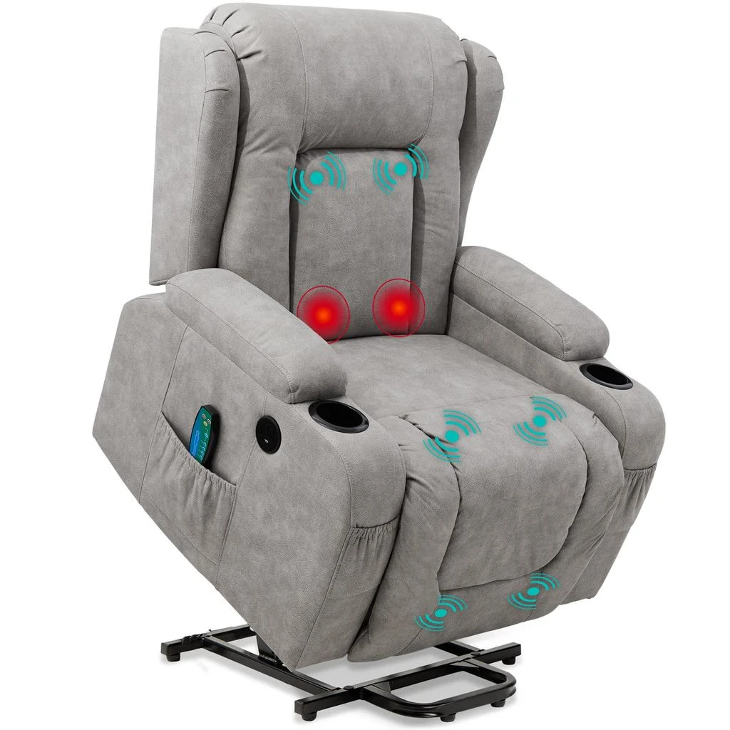 Best Choice Products Electric Power Lift Recliner Massage Chair Furniture w/ USB Port, Heat, Cupholders 7