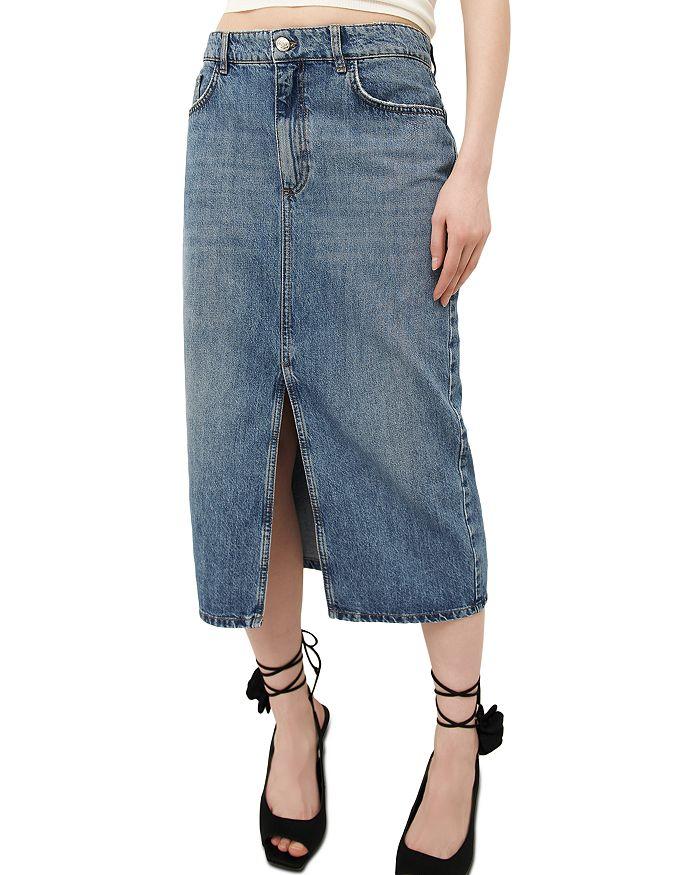 Marella Neige Denim Front Slit Midi Skirt