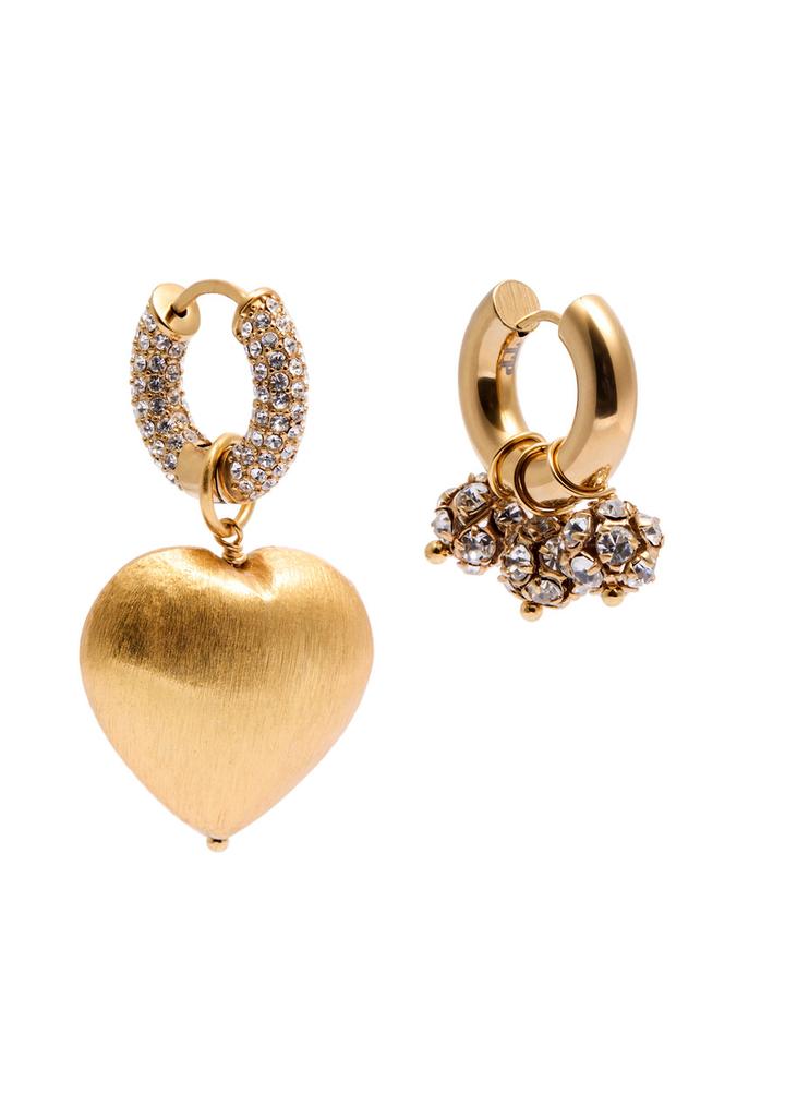 Timeless Pearly Mismatched 24kt gold-plated heart earrings
