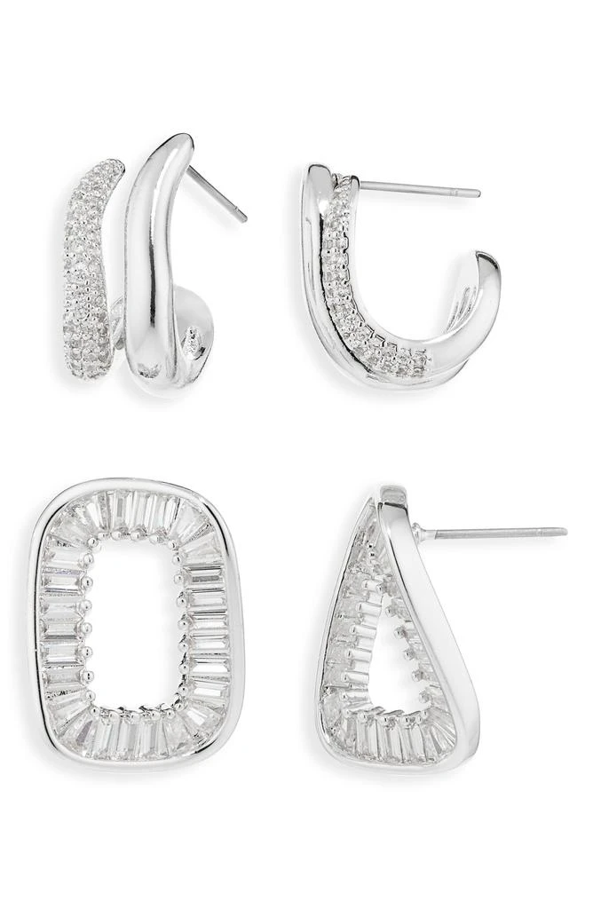 Cara Set of 2 Cubic Zirconia Twisted Huggie Hoop 
Drop Earrings