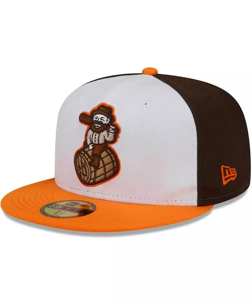 New Era Men's White/Orange Bowling Green Hot Rods Theme Night 59FIFTY Fitted Hat 1