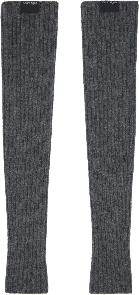 Courrèges Gray Ribbed Wool Arm Warmers 2