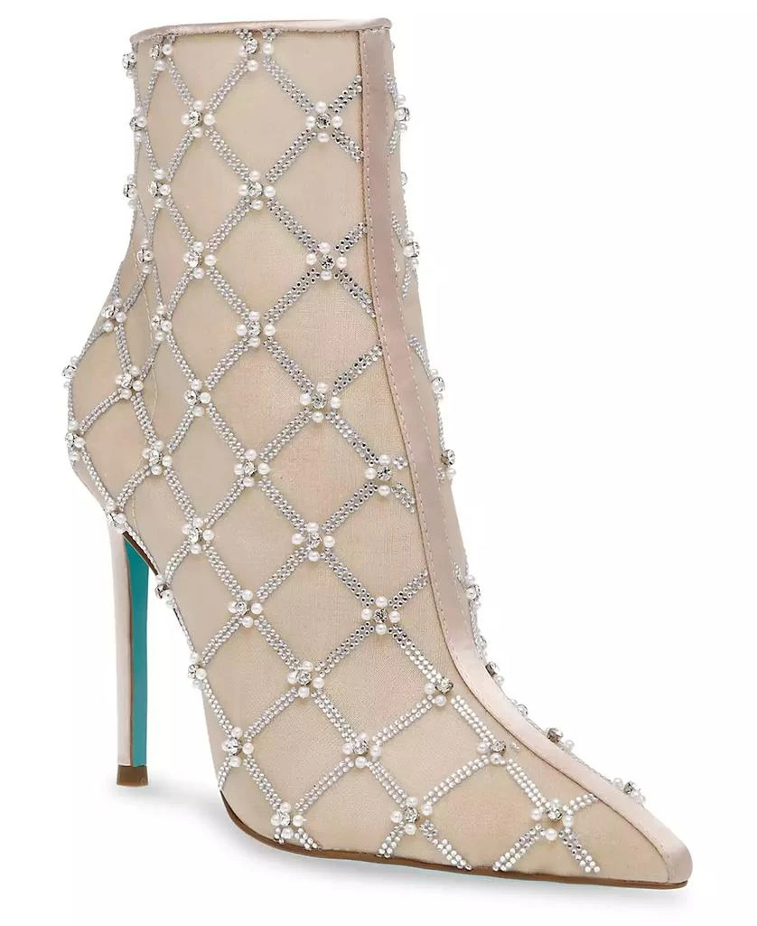 Betsey Johnson Women's Lark Mesh Embellished Stiletto Booties 1