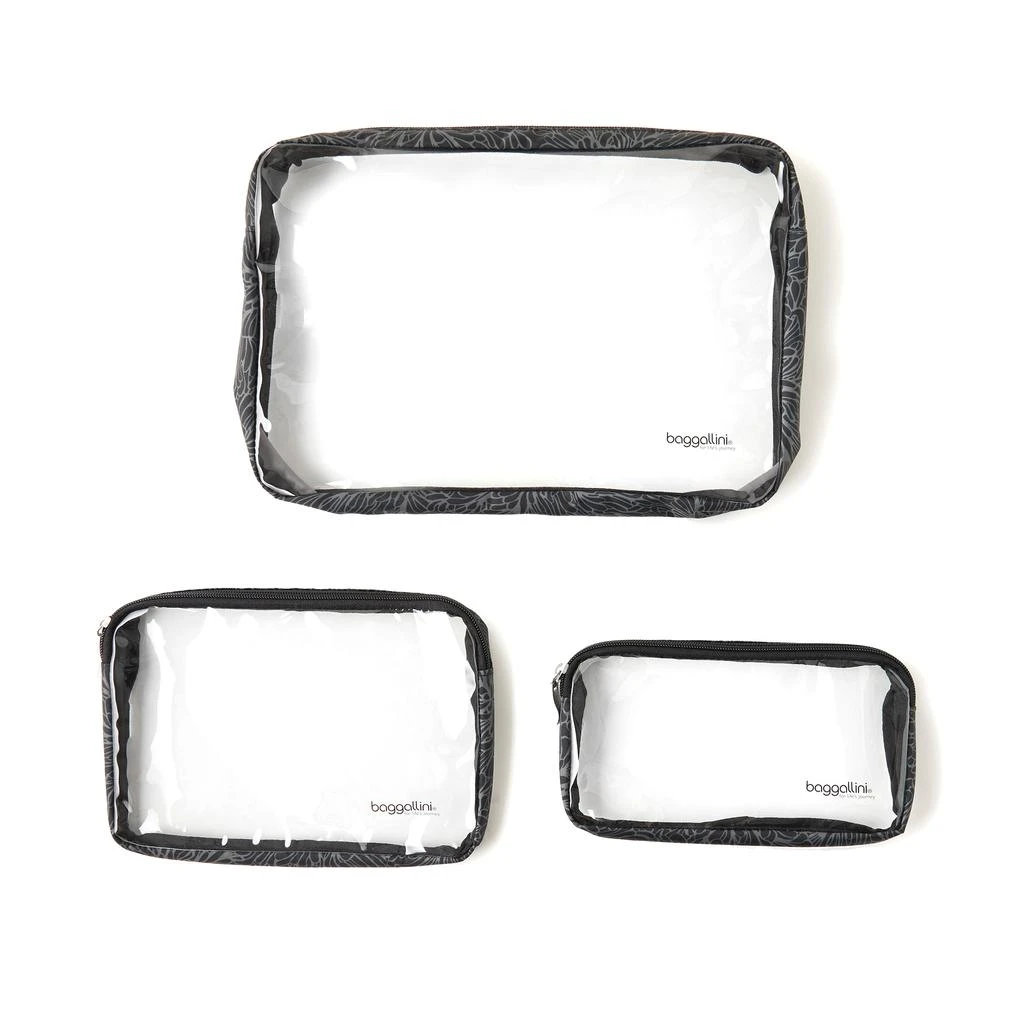 Baggallini Clear Travel Pouches 3 Piece Set Cosmetic Toiletry Bags 1
