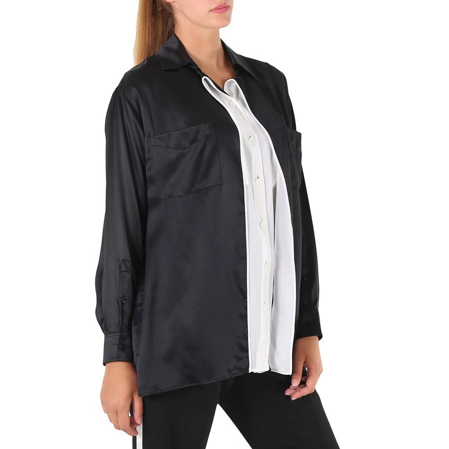 Burberry Burberry Ladies Black Logo Applique Silk Satin Long Sleeve Shirt, Brand Size 6 (US Size 4) 3