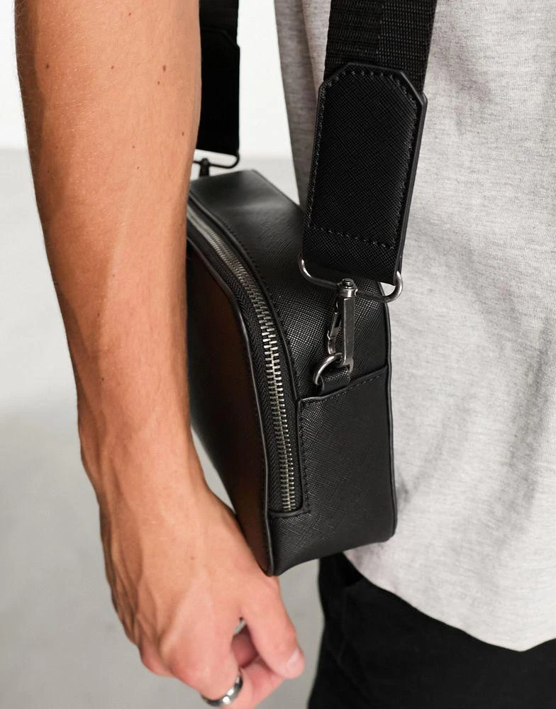 ASOS ASOS DESIGN large faux leather cross body camera bag in black 2