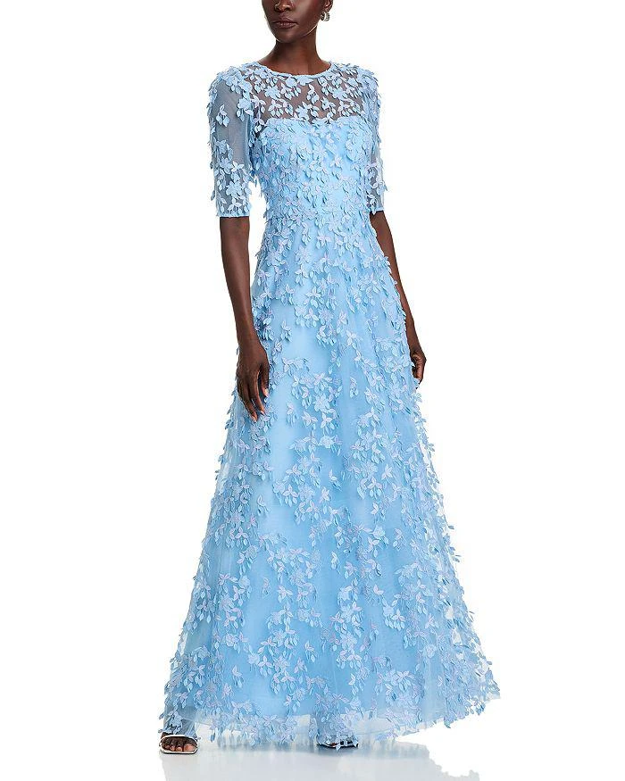 Teri Jon Tulle 3D Petal A Line Gown 1