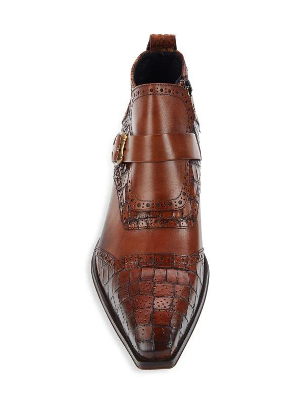 Jo Ghost Croc Embossed Leather Monk Shoes 6