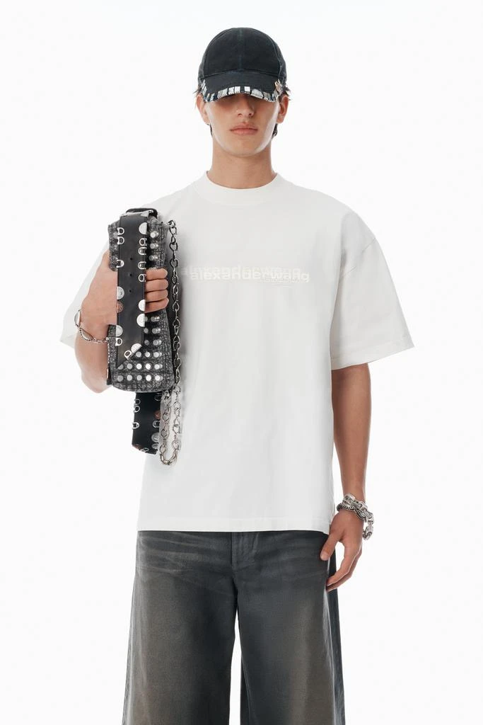 Alexander Wang White Cotton Oversized Logo Tee 1