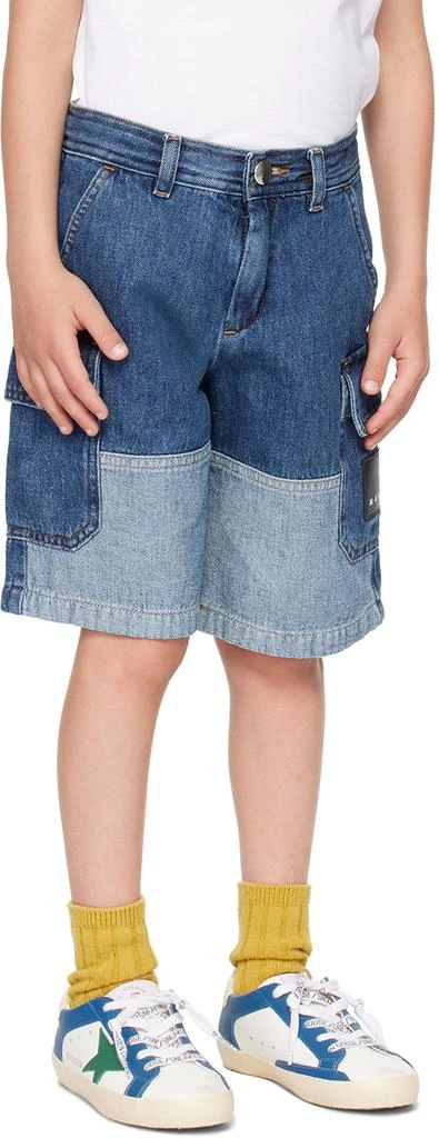 Marni Kids Blue Two-Tone Denim Shorts 2