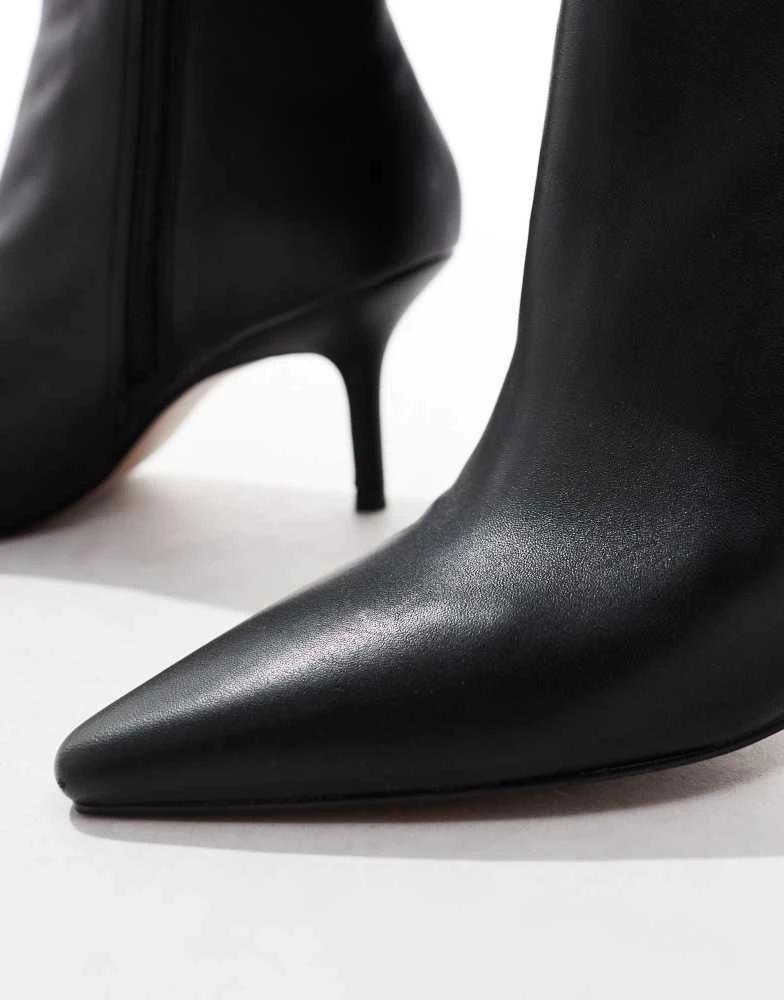 ASOS ASOS DESIGN Replay leather pointed toe mid-heel boots in black 3