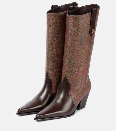 ETRO Paisley coated canvas knee-high boots 4
