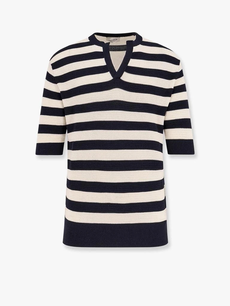 LANEUS Striped knitted cotton sweater 1