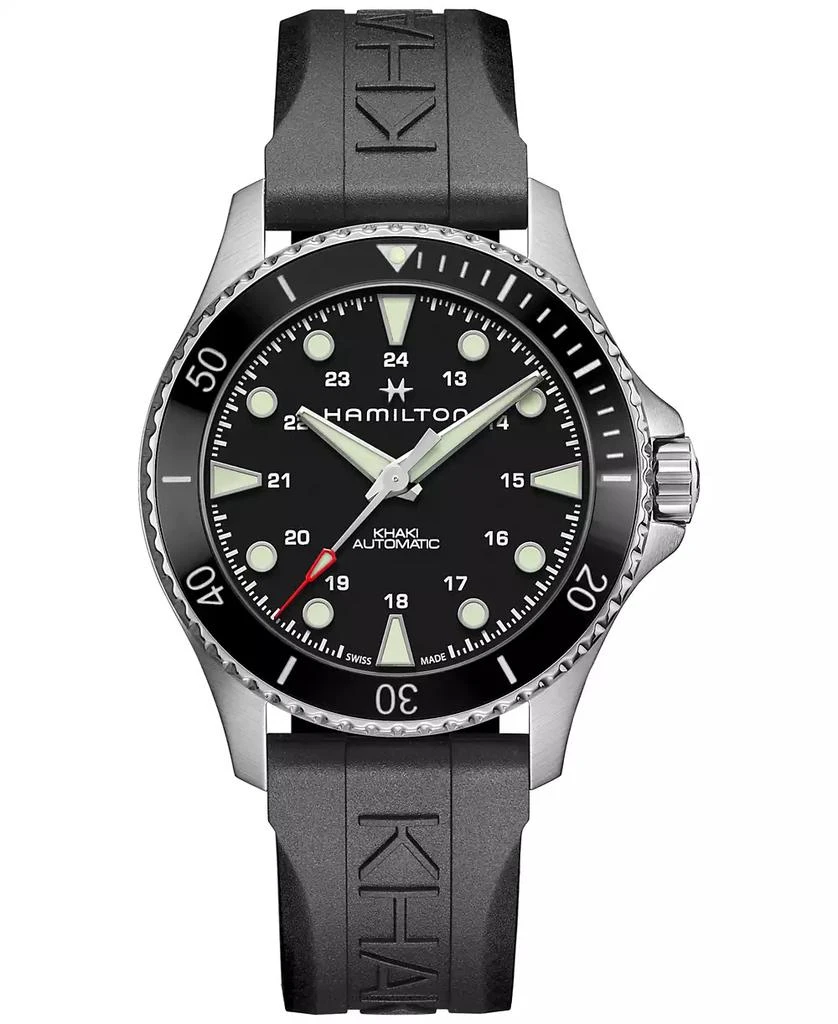 Hamilton Men's Swiss Automatic Khaki Navy Scuba Black Rubber Strap Watch 43mm 1