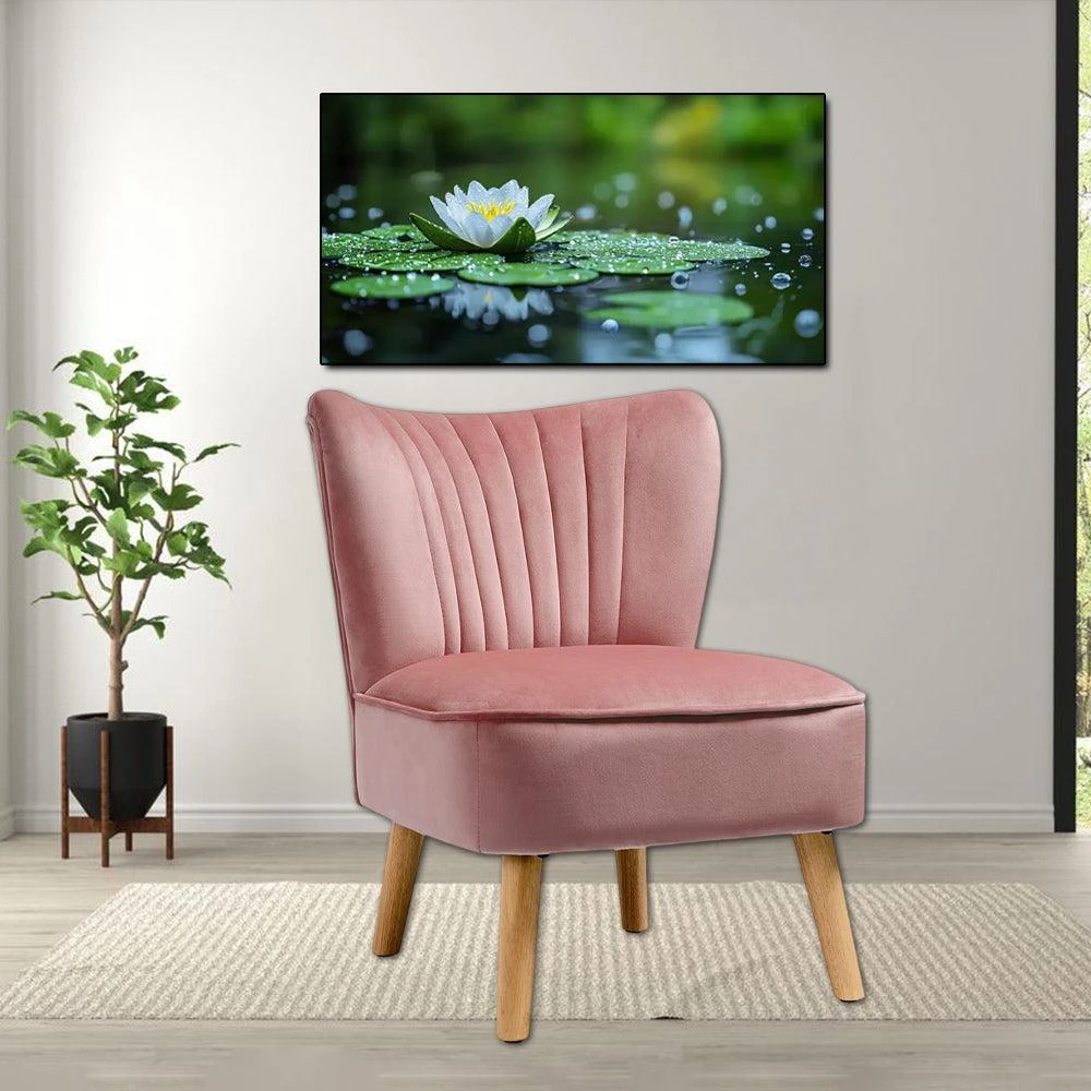 Hivvago Contemporary Velvet Upholstered Armless Chair with Solid Wood Legs