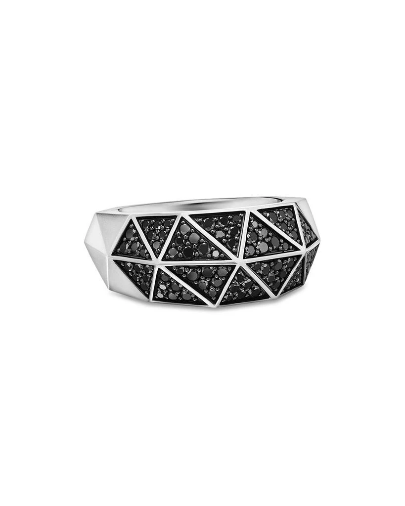 David Yurman Men's Sterling Silver Faceted Black Diamond Pavé Ring 1