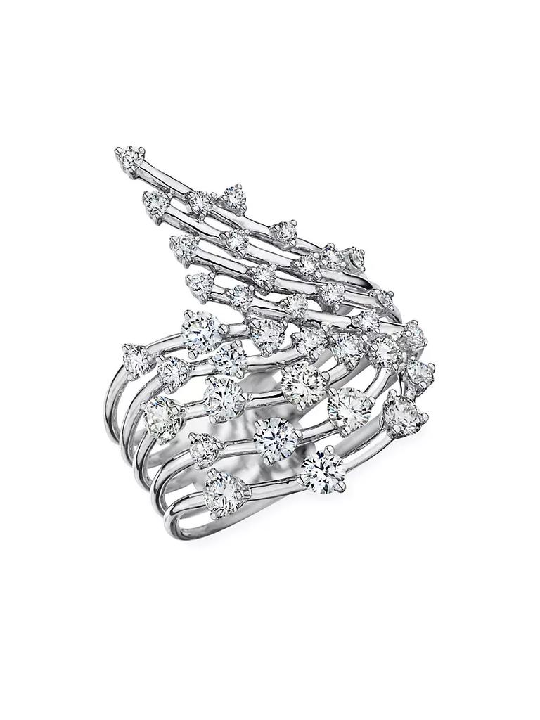 HUEB Luminus 18K White Gold & Diamond Wavy Wrap Ring