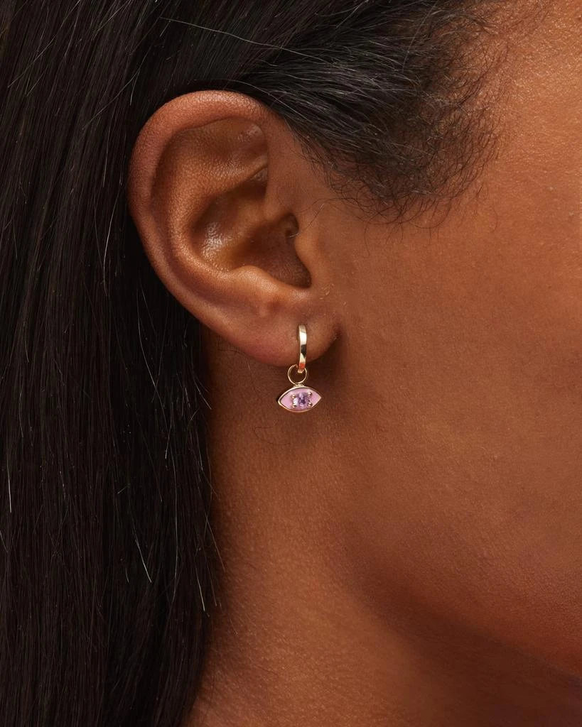 Sydney Evan Pink Enamel Sapphire Evil Eye Huggies 2