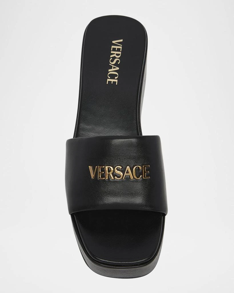 Versace Tag Platform Lambskin Leather Mules 5