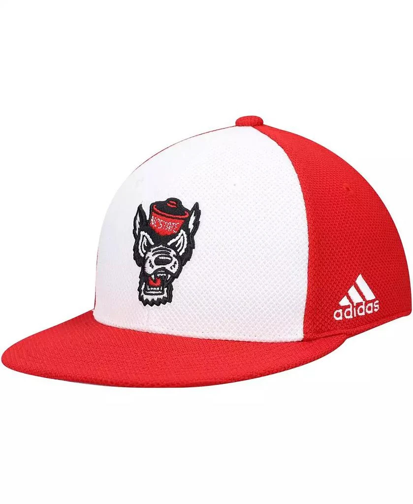 Adidas Men's White and Red NC State Wolfpack On-Field Baseball Fitted Hat 1